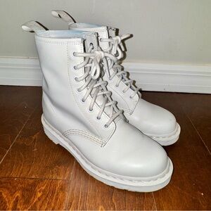 Dr. Martens 1460 Pascal Mono White Patent Leather Boots